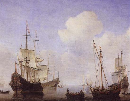 VELDE, Willem van de, the Younger Ships riding quietly at anchor oil painting picture